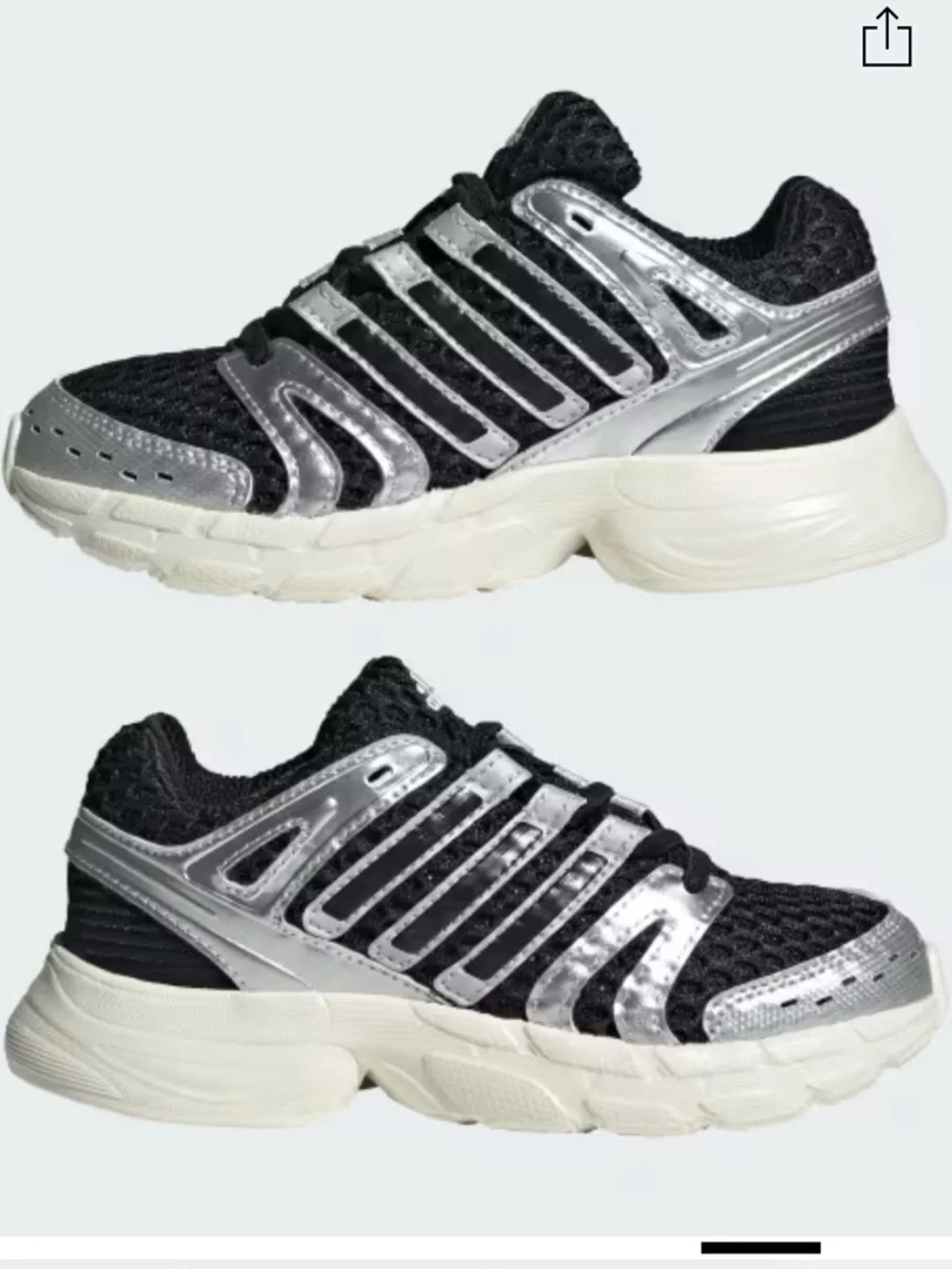 Adidas Control 5 Kids Black Silver Mesh Elastic Lace Sneakers